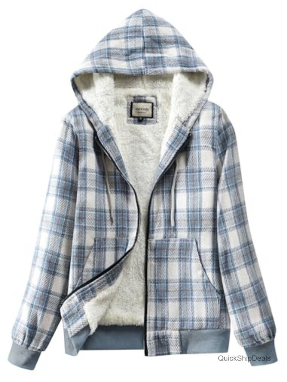 Women's Sherpa Lined Plaid Casual Zip Up Flannel Jacket Heavyweight